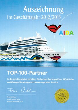 AIDA Premium Club Urkunde 2013
