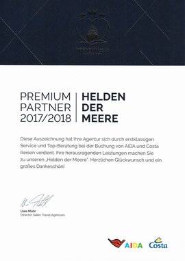 AIDA Premium Club Urkunde 2018