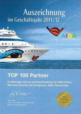 AIDA Premium Club Urkunde 2012