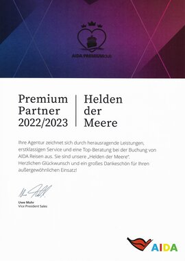 AIDA Premium Club Urkunde 2023